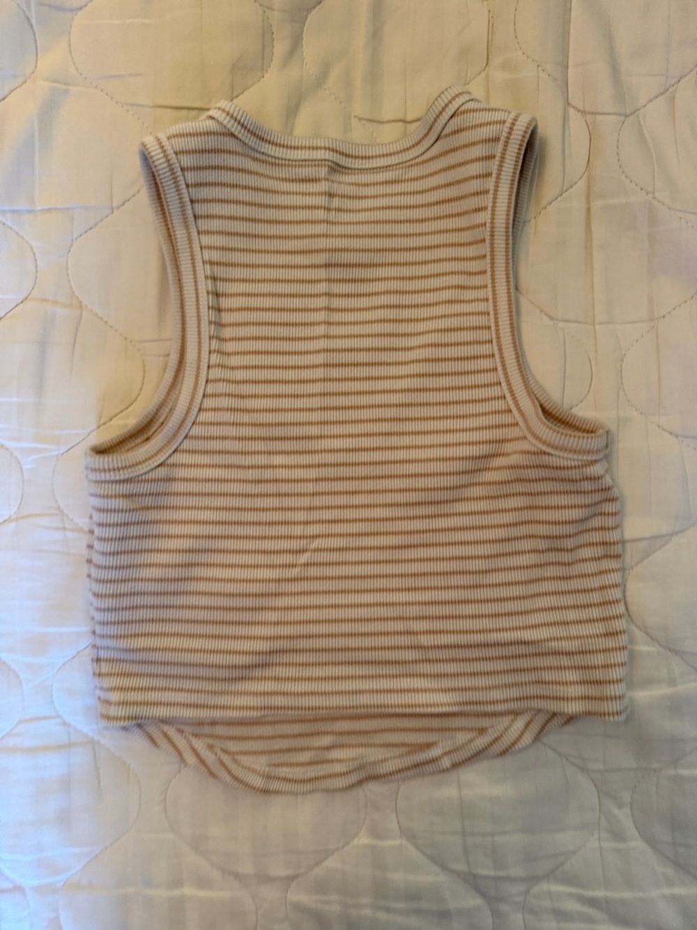 aerie Ribbed Striped Crop Tank in Cream and Tan - Picture 3 of 3